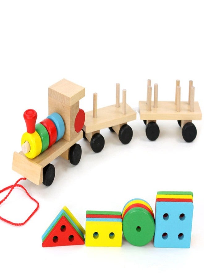 UPBEAT Wooden Shape Sorter Train Toy for Toddlers & Preschoolers (18-60 Months) I Classic Toy I Montessori Leaning I Kids' Wooden Pull-Along Shape Sorter Train - Image 3